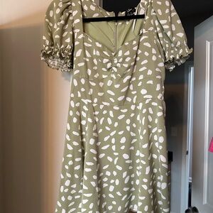 Lulu's Olive and Cream Floral Dress
